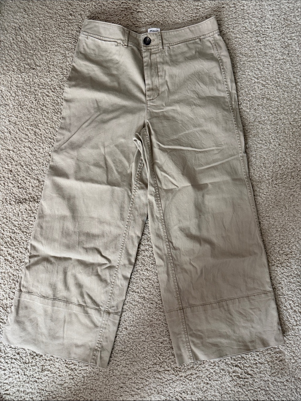 Madewell Wide-Leg Chino Trousers in Khaki